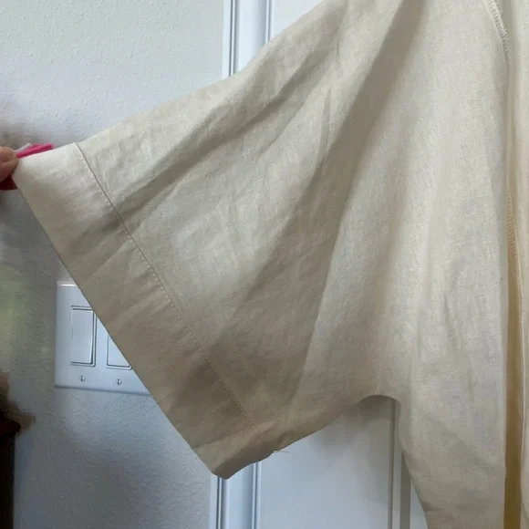 Plus Size MELISSA PAIGE Lagenlook Boho Cream Linen Top Tunic Sz 1X New With Tags - Picture 3 of 10